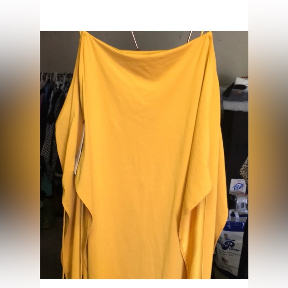 NWT Zara Mustard Yellow Asymmetrical Slip Dress L - Picture 4 of 9